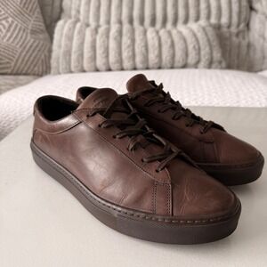 Koio Capri Brown Leather Low Top Sneakers Mens Made in Italy Luxury Shoes Sze 11
